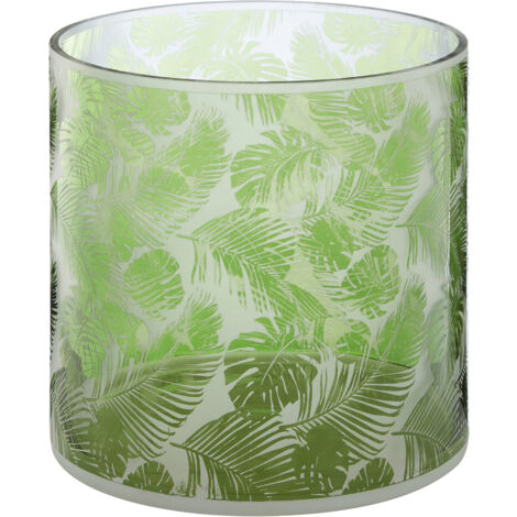 Premier Housewares Green Finish Medium Candle Holder Tealight Holder With Leaf Pattern Holders For Bedroom Living Room And Hallways 20 x 20 x 20
