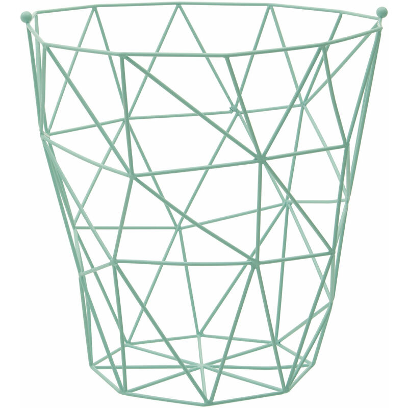 Premier Housewares Green Iron Storage Basket With Wire Frame Laundry Basket/ Hamper Box/ Washing Baskets 31 x 31 x 31