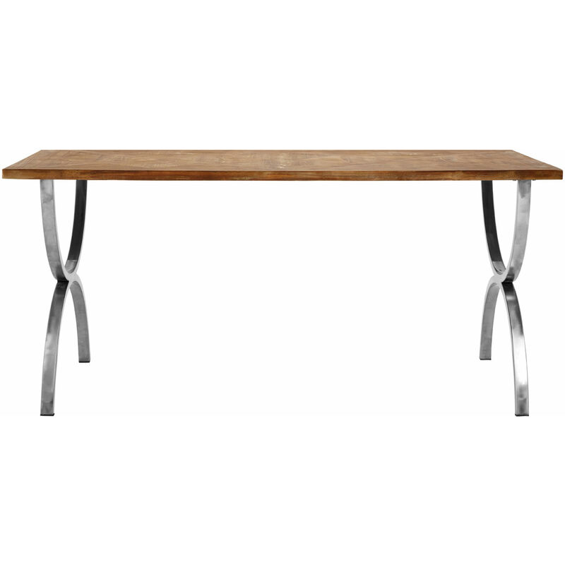 Premier Housewares - Greenwich Dining Table Wooden Table Dining Tables Curved Steel Leg Detailing Kitchen Table Dining Room Table Dinner Table