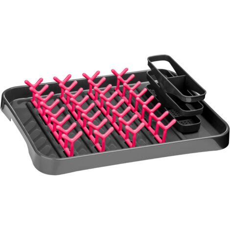 Premier Housewares Grey and Hot Pink Dish Drainer