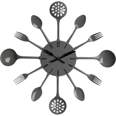 Premier Housewares Grey Cutlery Wall Clock