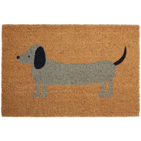Premier Housewares Grey Daschund Design Door Mat Non Slip Floor Mat Indoor And Outdoor Welcome Mat With Robust Coir For Door Entrances House Entryway Kitchen Outside Porch And More 40 x 2 x 60