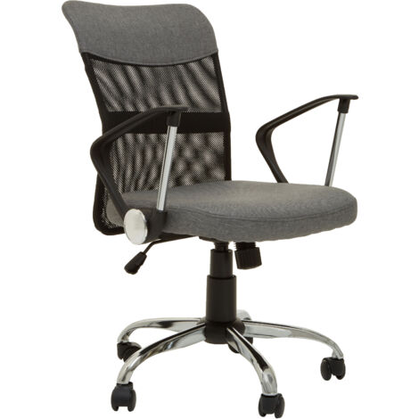Premier Housewares Grey Home Office Chair with Chrome Arms