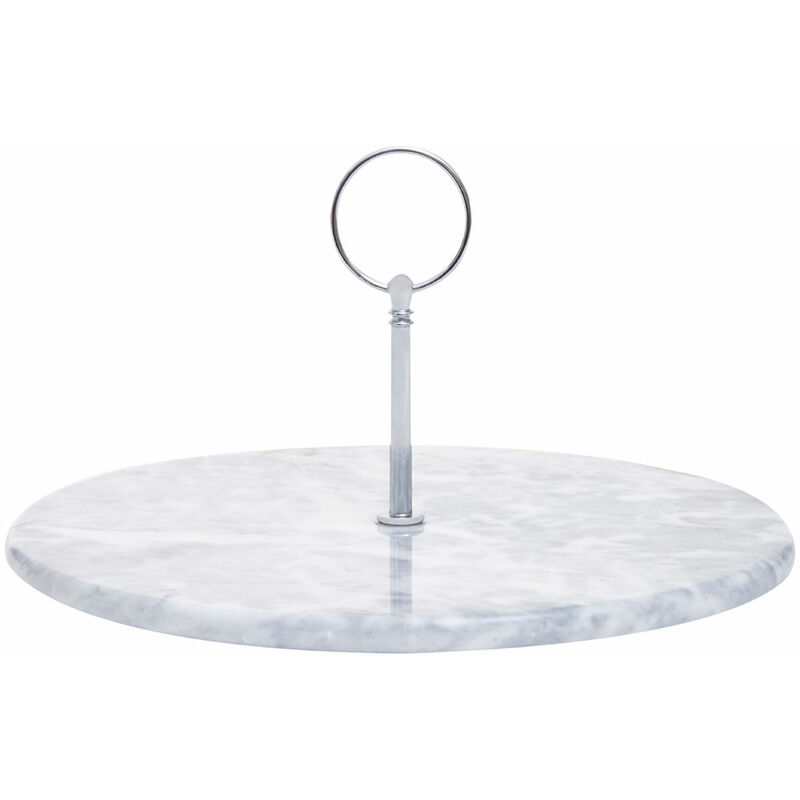Grey Marble Cake Stand with Silver Handle - Premier Housewares