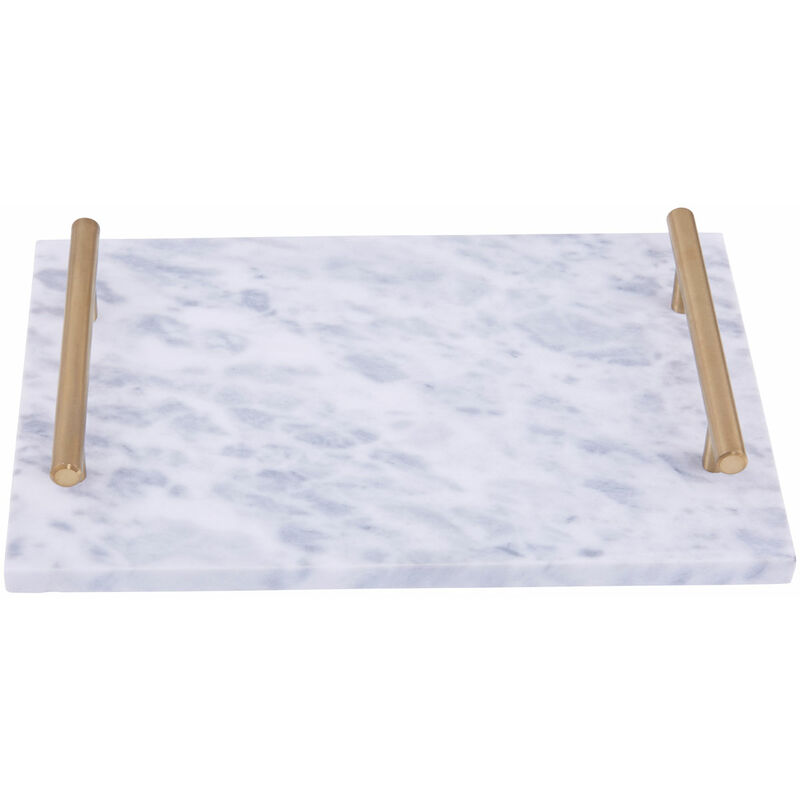 Grey Marble Tray with Gold Effect Handles - Premier Housewares