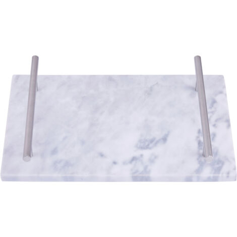 Premier Housewares Grey Marble Tray with Silver Handles