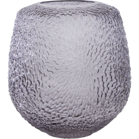 Premier Housewares Grey Medium Flower Vase For Room Decor Glass Vase Textured Vases For Flowers Detailed Floor Vase Living Room Decor Stylish Tall Vase 19 x 19 x 22