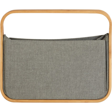 Premier Housewares Grey Wooden Handles Storage Basket/ Made Using Dull Finish Handle/ Laundry Basket/ Hamper Box/ Washing Baskets 34 x 45 x 54