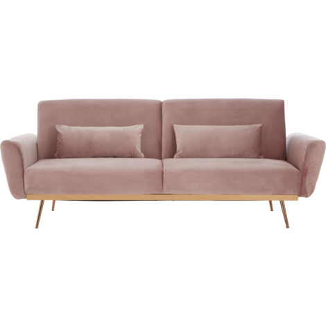 Premier Housewares Hatton Pink Velvet Sofa Bed