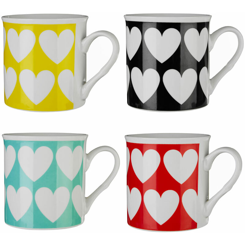 Premier Housewares - Heart Design Mugs - Set of 4