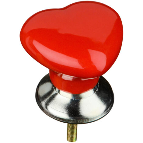 Premier Housewares Heart Shape Red Ceramic Drawer Knobs