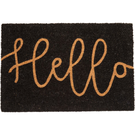 Premier Housewares Hello Design Door Mat Non Slip Floor Mat Indoor And Outdoor Welcome Mat With Robust Coir For Door Entrances House Entryway Kitchen Outside Porch And More 40 x 2 x 60