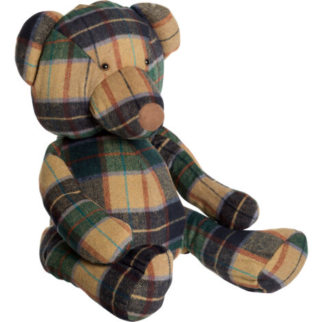 Premier Housewares Heritage Large Green Check Bear Door Stop