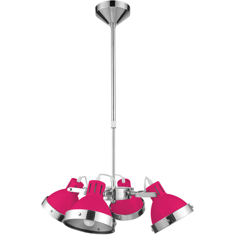 Premier Housewares - Hot Pink and Chrome 4 Shade Pendant Light