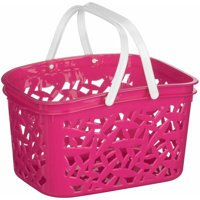 Hot Pink Plastic Storage Basket/ 2.4 Ltr/ Made Using Polypropylene/ Crisp White Handle/ Laundry Basket/ Hamper Box/ Washing Baskets 16 x 13 x 22