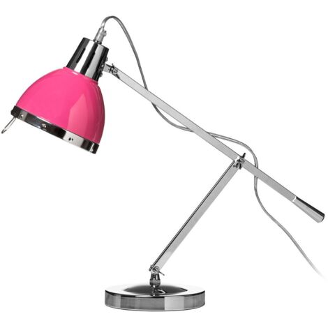 Premier Housewares Hot Pink Shade Chrome Table Lamp
