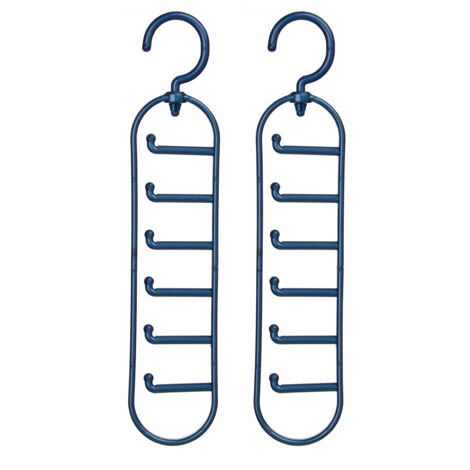 Premier Housewares Indigo Plastic Tie Organiser - Set of 2
