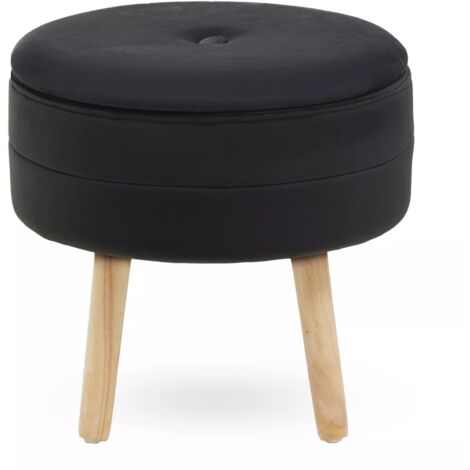 Premier Housewares Ivy Black Velvet Stool