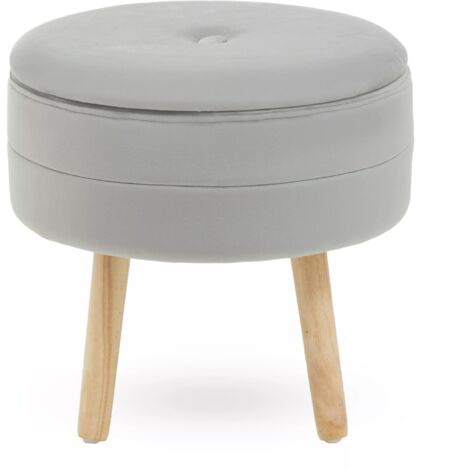 Premier Housewares Ivy Grey Velvet Stool