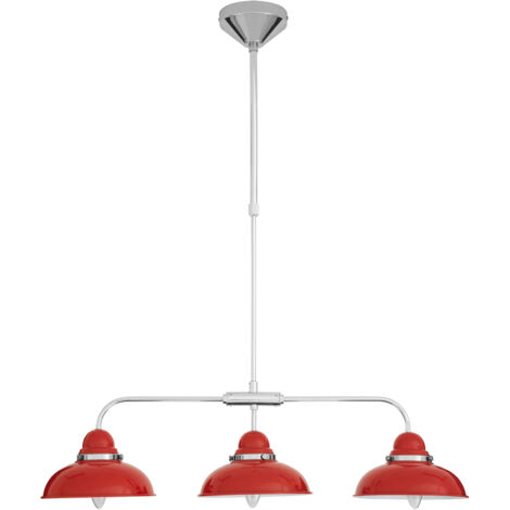 Premier Housewares Jasper Red and Chrome 3 Light Pendant Light