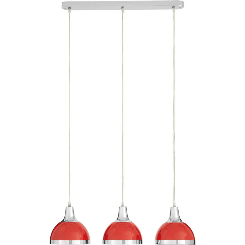 Premier Housewares Jasper Red Shade and Chrome Pendant Light