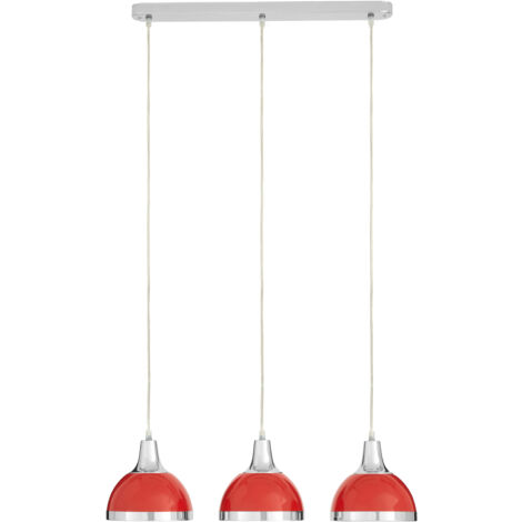 Premier Housewares Jasper Red Shade and Chrome Pendant Light