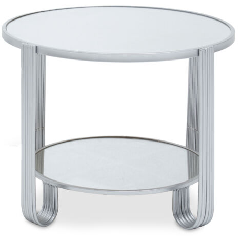 Premier Housewares Jolie Round Mirrored Top Silver Frame Table