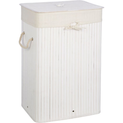 Premier Housewares Kankyo White Bamboo Laundry Hamper