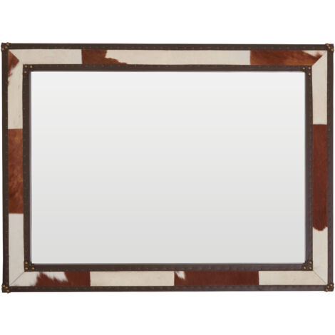 Premier Housewares Kensington Townhouse Brown And White Genuine Cowhide Wall Mirror