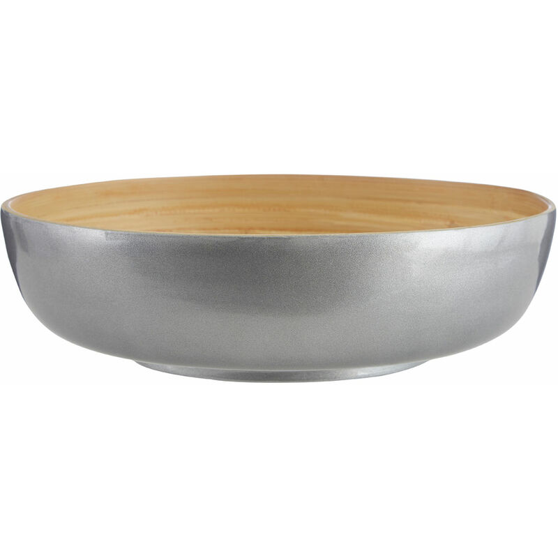 Kyoto Silver Salad Bowl with Raised Edges - Premier Housewares
