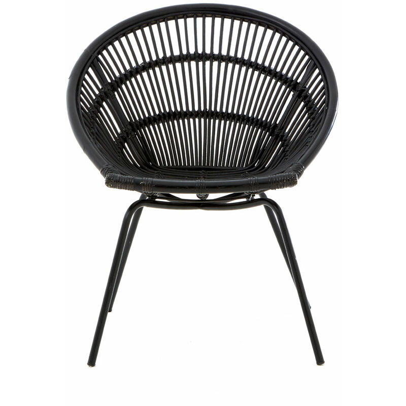 Lagom Black Rattan Chair with Iron Legs - Premier Housewares