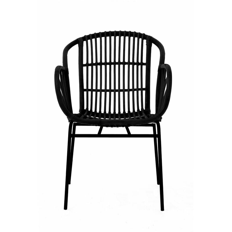 Premier Housewares Lagom Black Rattan Chair with Raised Sides