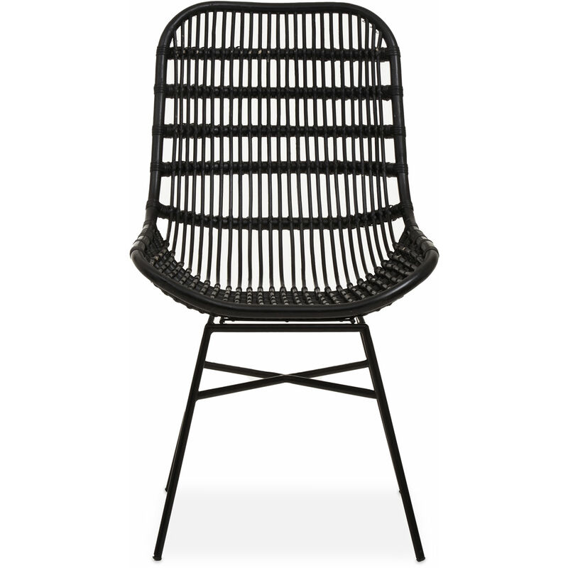 Premier Housewares Lagom Curved Black Chair with Iron Legs