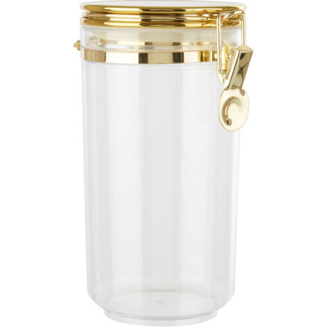 Premier Housewares Large Canister With Gold Finish Lid Kitchen Canisters For Food Storage Airtight Jar / Jars For Tea Coffee Sugar And Spices 10 x 20 x 13
