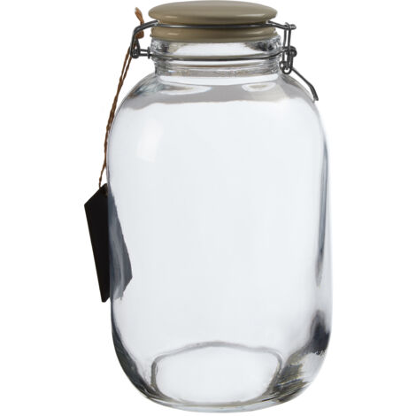 Premier Housewares Large Glass Storage Jar With Grey Ceramic Lid Transparent Jars For Kitchen Storage Coffee Tea Sugar Black Chalkboard On Front 17 x 17 x 27