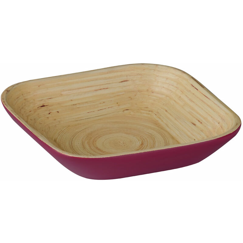 Premier Housewares Large Pink Bowl Bamboo Serving Bowls / Salad Bowl Ideal For Fruit Cereal Pasta Bowl Rectangular Shape Decorative Bowl 15 x 3 x 15