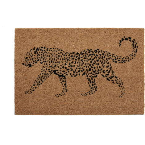 Premier Housewares Leopard Design Door Mat / Non Slip Floor Mat Indoor and Outdoor Welcome Mat With Robust Coir For Door Entrances / House Entryway / Kitchen / Outside Porch 40 x 2 x 60