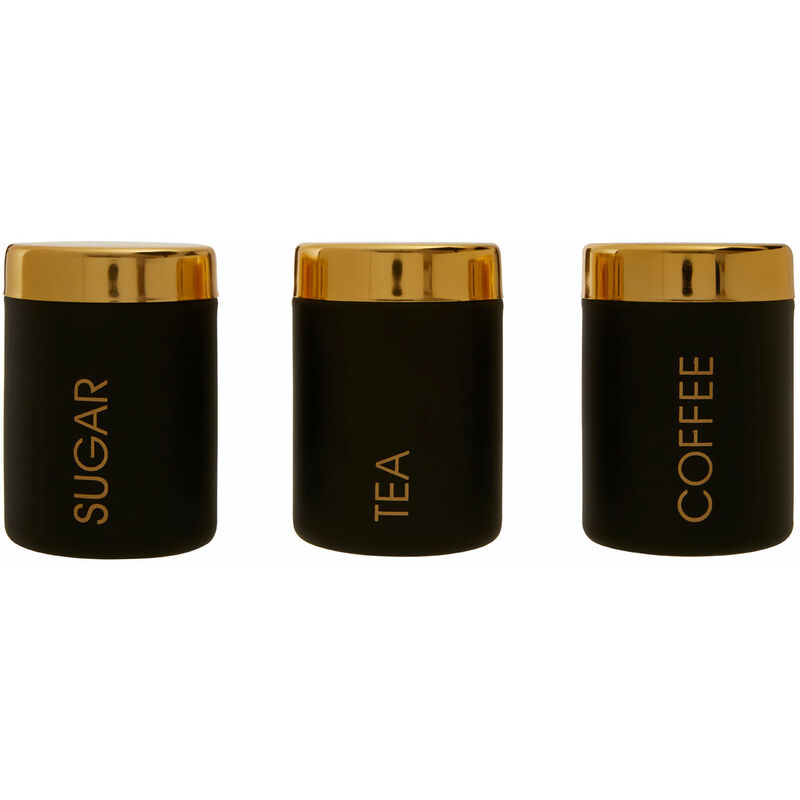 Premier Housewares - Liberty Set of 3 Black / Gold Canisters