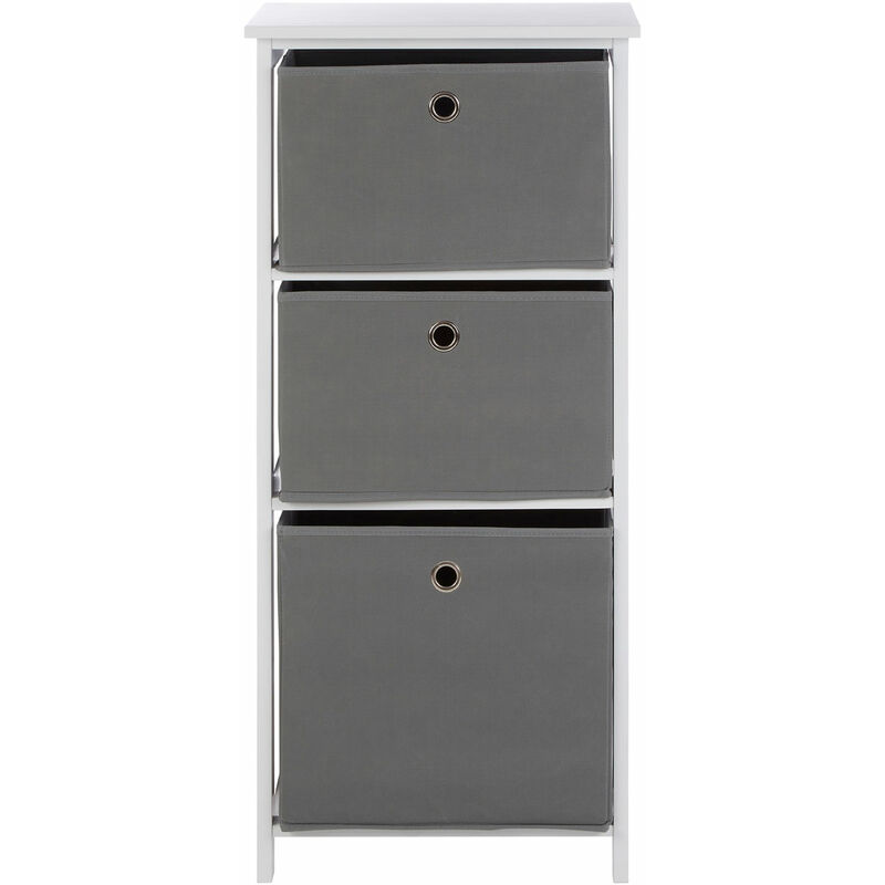Premier Housewares Lindo 3 Grey Fabric Drawers Cabinet
