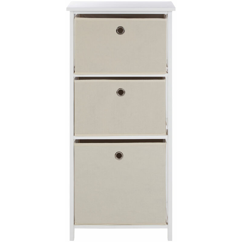 Premier Housewares - Lindo 3 Natural Fabric Drawers Cabinet