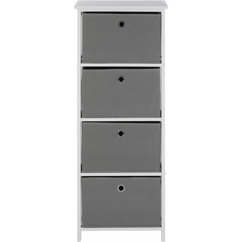 Premier Housewares - Lindo 4 Grey Fabric Drawers Cabinet