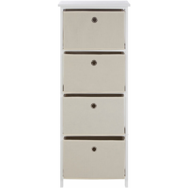 Premier Housewares - Lindo 4 Natural Fabric Drawers Cabinet