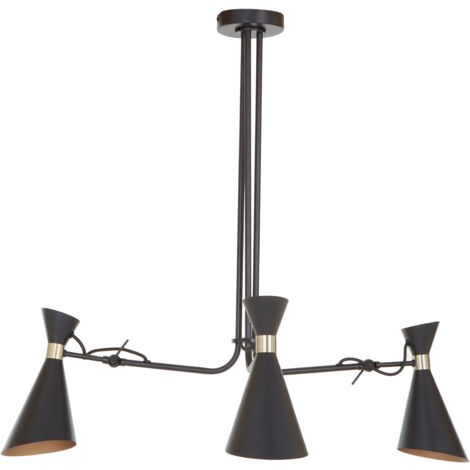 Premier Housewares Linox 3 Shade Black and Gold Bent Arm Pendant