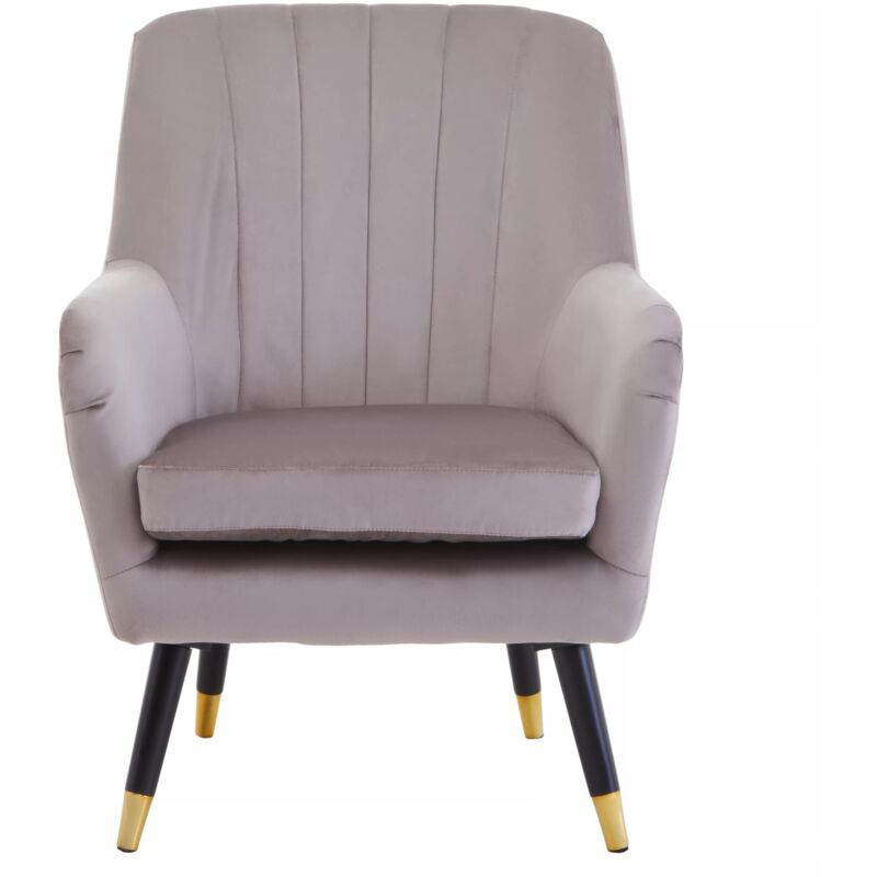 Premier Housewares - Interiors by Premier Mink Velvet Scalloped Armchair, Supportive Armrest lounge Chair, Easy to Clean Velvet Accent Chair