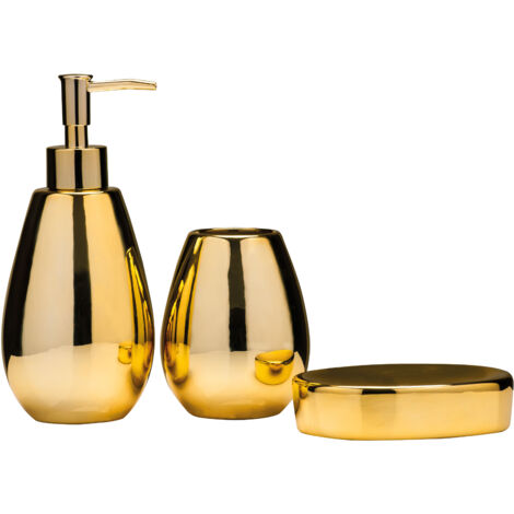 Premier Housewares Magpie Dolomite Gold 3pc Bathroom Set