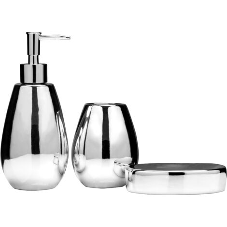 Premier Housewares Magpie Dolomite Silver 3pc Bathroom Set