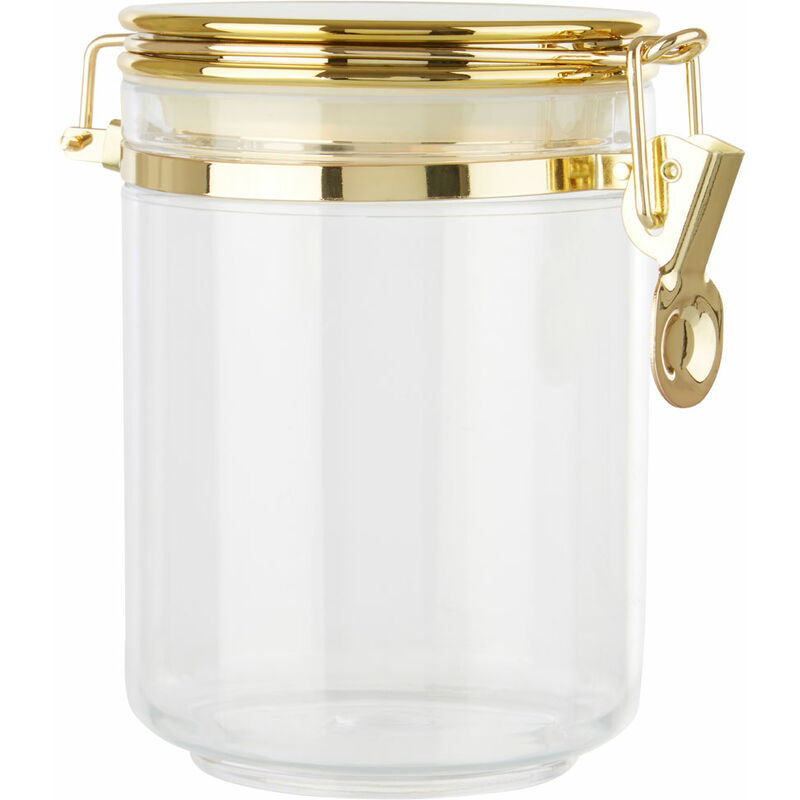 Premier Housewares - Medium Canister With Gold Finish Lid Kitchen Canisters For Food Storage Airtight Jar / Jars For Tea Coffee Sugar And Spices 10 x
