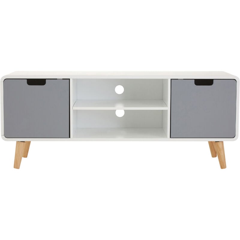 Premier Housewares - Interiors by Premier Sleek and Modern tv Unit, Versatile tv Cabinet, White Finish tv and Storage Unit, Sleek Corner tv Unit