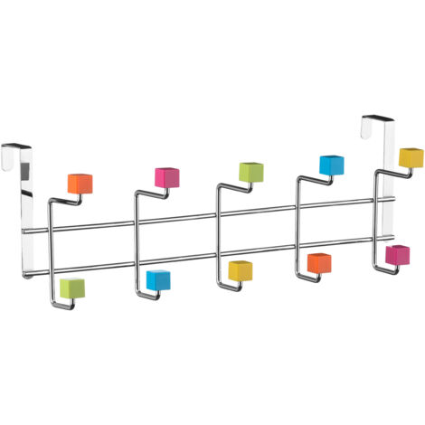 Premier Housewares Multi-Colour Plastic Cubes 10 Hook Over Door Hanger