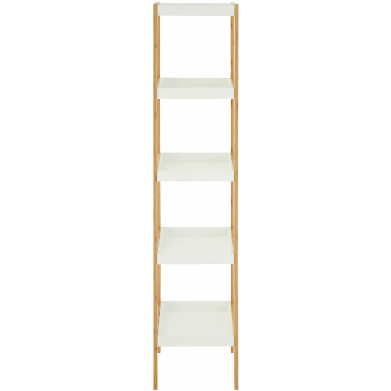 Premier Housewares - Nostra 5 Tier White / Bamboo Shelf Unit